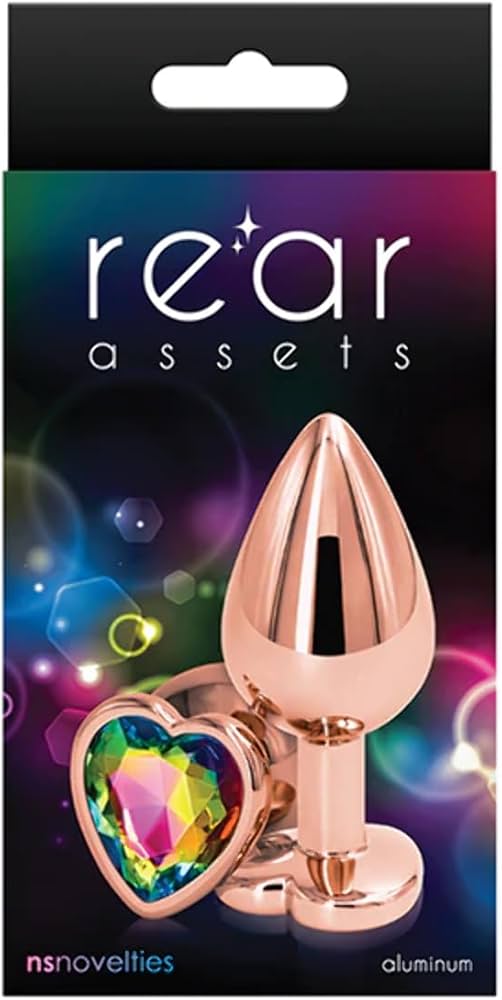 Rear Assets Rose Gold Heart Rainbow Anal Plug