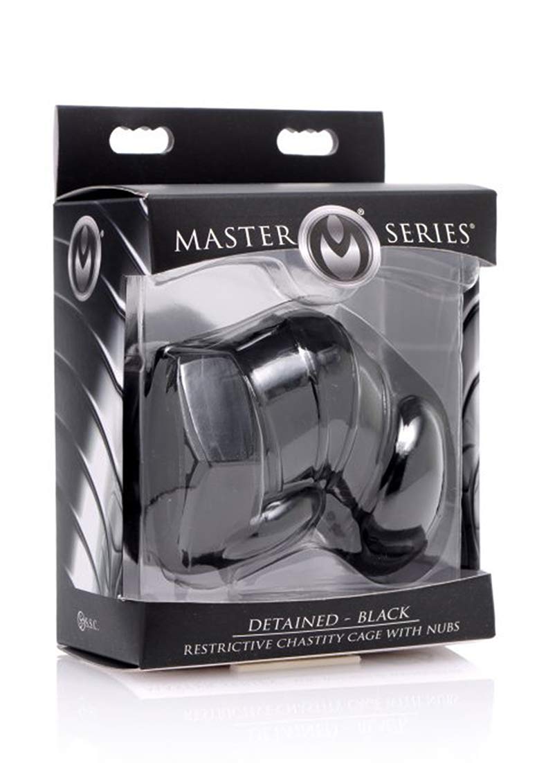 Detained Black Restrictive Chastity Cage With Nubs Penis Cage