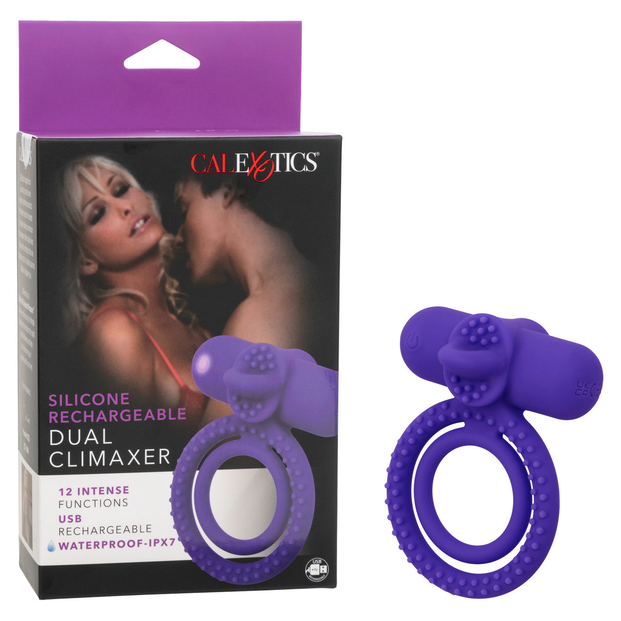 Silicone Rechargeable Dual Climaxer Penis Vibrating Ring