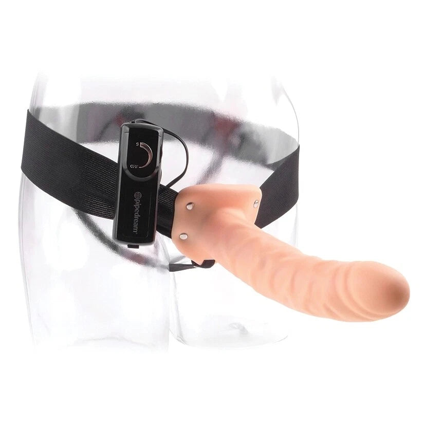 8" Vibrating Hollow Strap-On